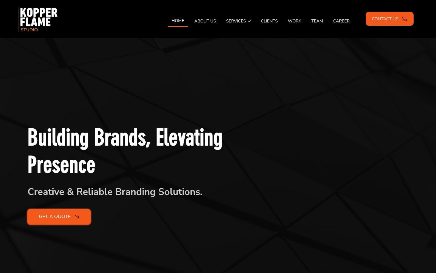 Screenshot of the Kopper Flame Studio (kopperflamestudio.com) homepage